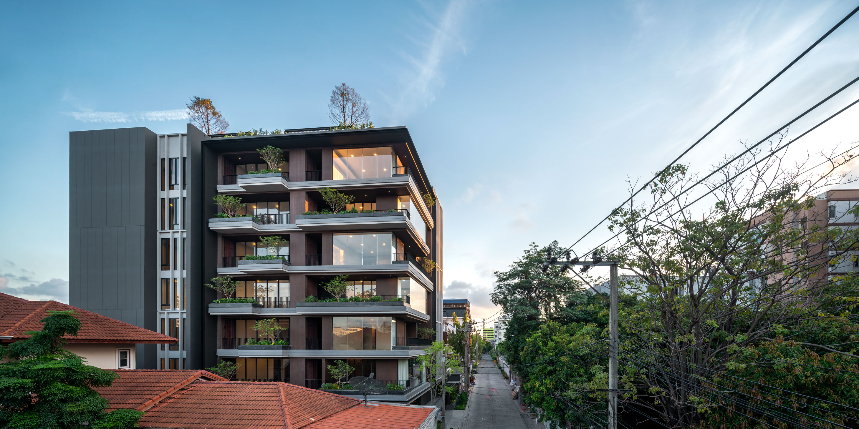 Modern limestone apartment building in Larnaca, Cyprus